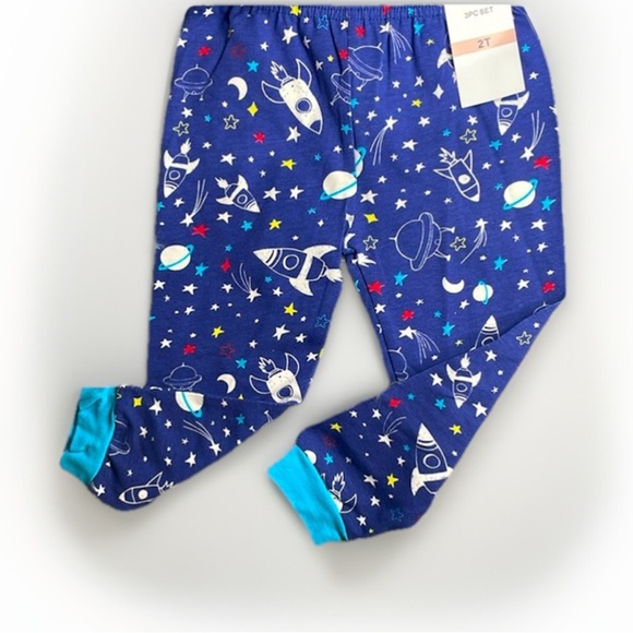 Navy Blue Space Print Pajama Set with Cozy Full-Body Design - Picture 4 of 5